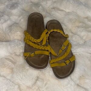 Yellow Braided Strap Sandals